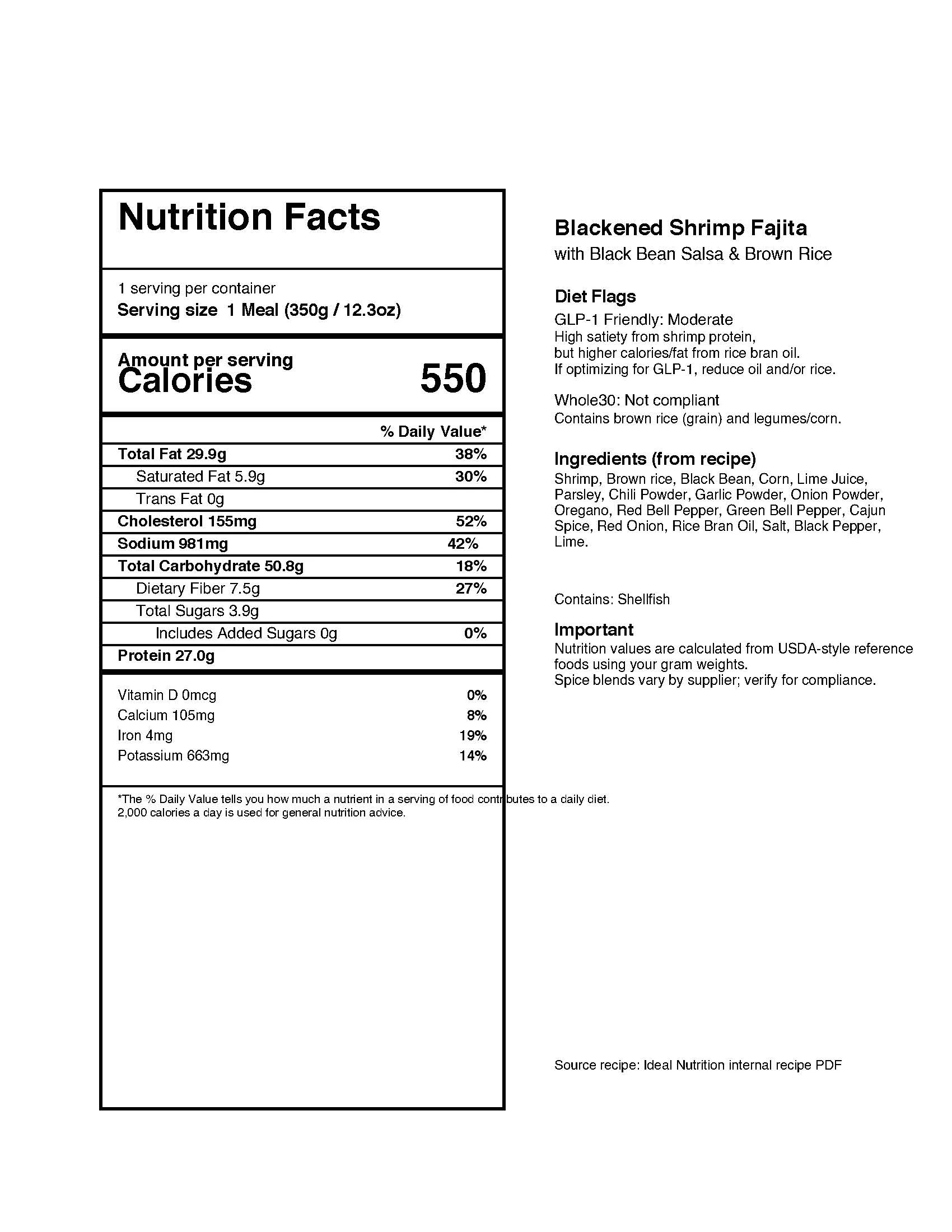 04 - Blackened Shrimp Fajita with Brown Rice, and Black Bean Salsa (GF) - Image 5