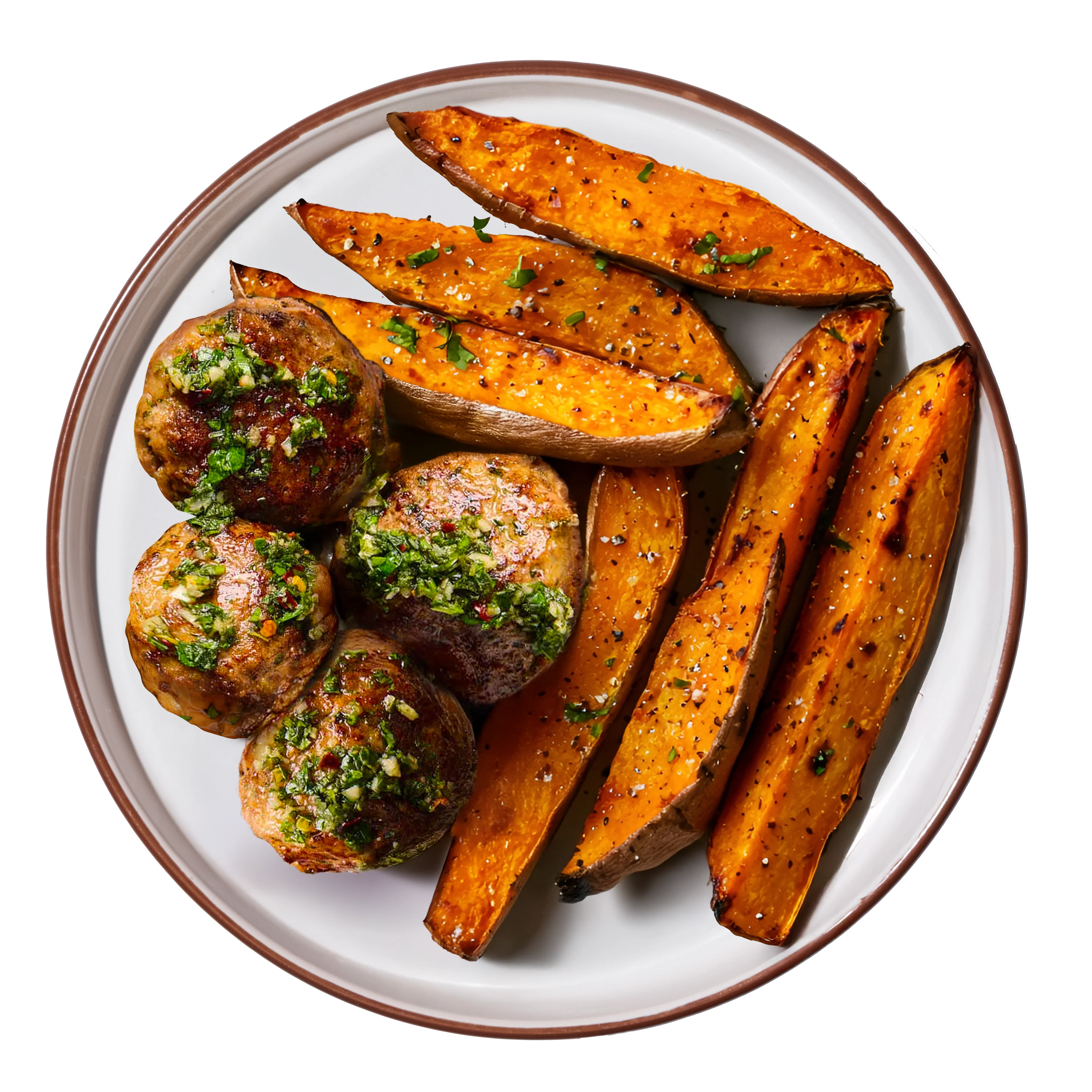 16 - Paleo Chimichurri Beef Meatballs with Roasted Sweet Potato Wedges - Image 6