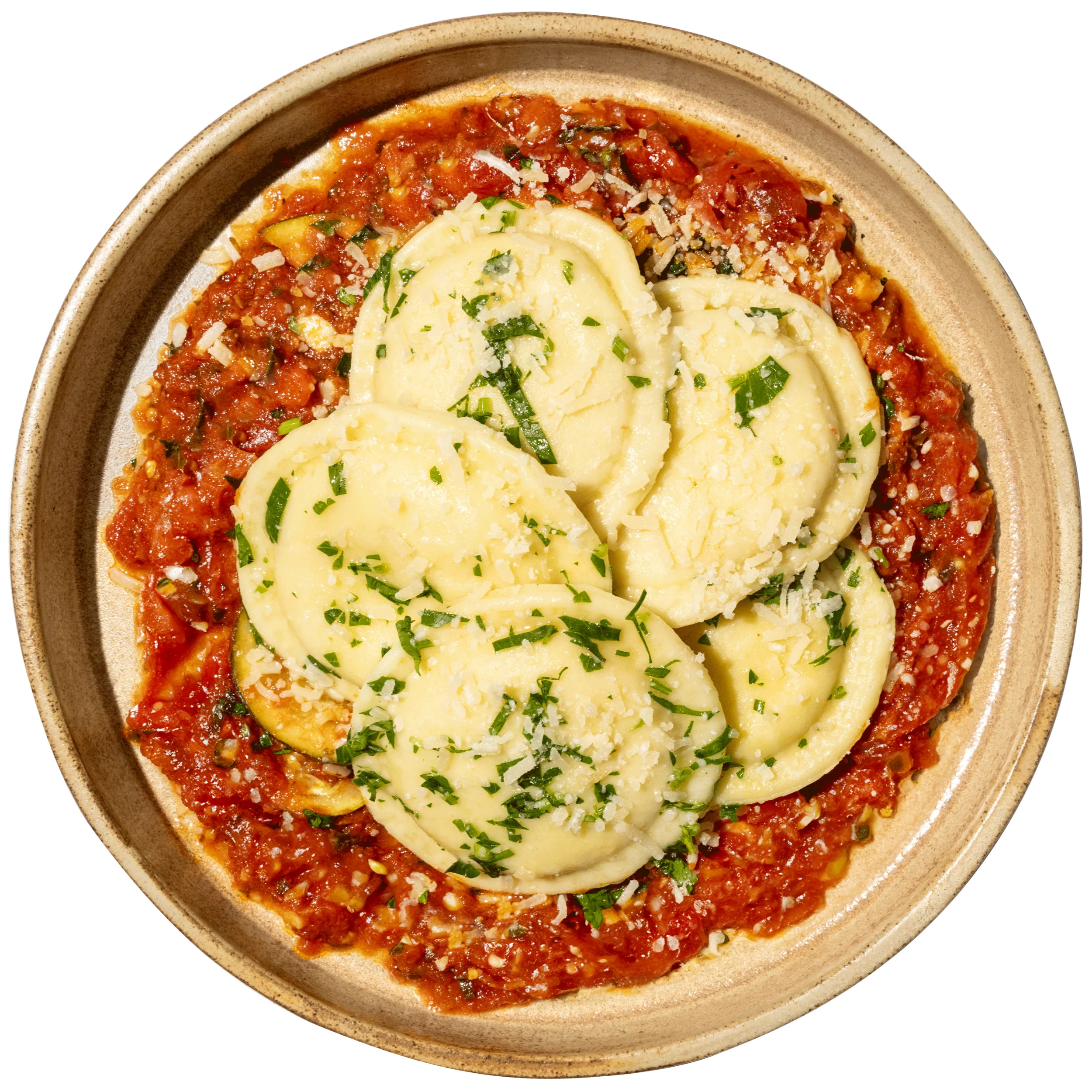 30 - Vegetarian Spinach and Ricotta Ravioli with Arrabbiata Sauce and Parmesan - Image 3